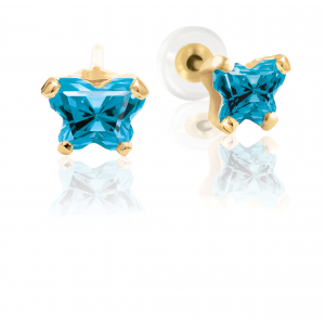 10k Gold Earrings - Blue