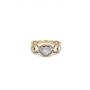 Woman ring 14kt, stone and diamonds
